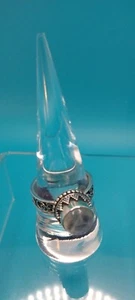 925 Sterling Silber Mondstein Ring Größe 9 mit verziertem Band - Bild 1 von 4