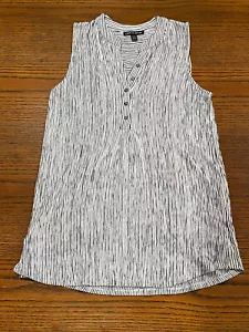 Cable & Gauge Womens Striped Ribbed Sleeveless Top c Size S/P/Ch White/Black - Picture 1 of 3
