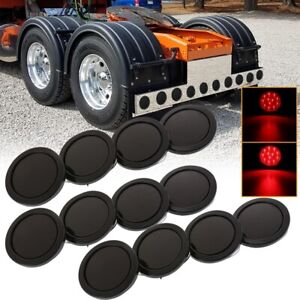 12x 4" Inch Round LED Tail Lights Trailer Reverse Backup Truck Smoked Lens Lamp