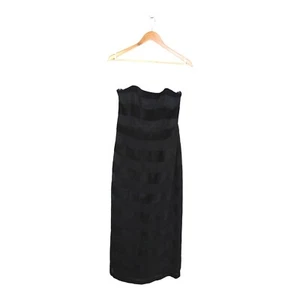 Laura Ashley Vintage Maxi Strapless Dress Size 14 (12) Black Stripe Pattern - Picture 1 of 8