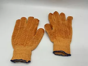 Criss-Cross Tacky Grip Coated String Knit Gloves Orange 1070 Large - Picture 1 of 4