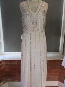 NICHOLAS MILLINGTON Ivor Embellish Sequin Bead 1920s Vibe Deco Party Dress UK 10 - Picture 1 of 12