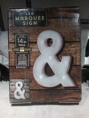 14" Tall LED Marquee Sign - Ampersand (&) - Rustic - Indoor Use Only - Image 1 of 4