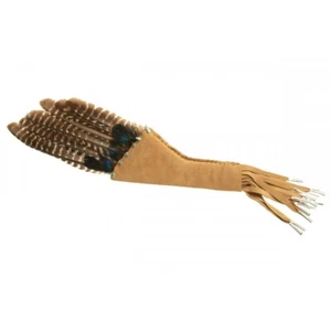 Handmade Barred Eagle Wing Smudging Feather with Tassels & Jingles 24" - Picture 1 of 4