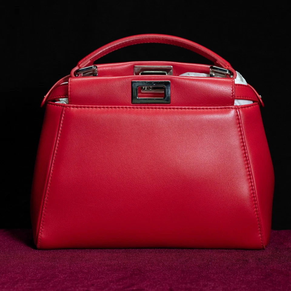 FENDI Red Peekaboo - Mini Bag / Lamb Leather *NEVER USED* MSRP $4900 - Image 1 of 4