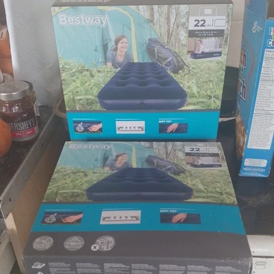 2X Bestway Single Flocked Air Mattress 185x76x22cm 150kg Capacity New & sealed - Image 1 of 3