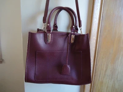 Jennifer Lopez Faux Leather Hand Bag/Purse With Crossbody Strap Burgundy 9.5" H - Image 1 of 4