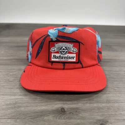 Budweiser Sombrero Gorra Snap Back Rojo Floral Billabong Publicitario Parche Para Hombres Orgánico Foto 1 de 4