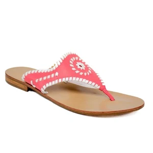 Jack Rodgers Mujer Zapatos Sandalias BLAIR Coral Blanco Cuero Planos - Imagen 1 de 9