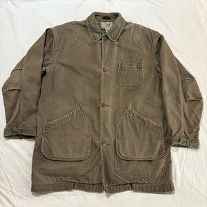 Vintage LL Bean Chore Mantel Herren L Large grün Scheune Jagd Canvas Kordelkragen - Bild 1 von 22