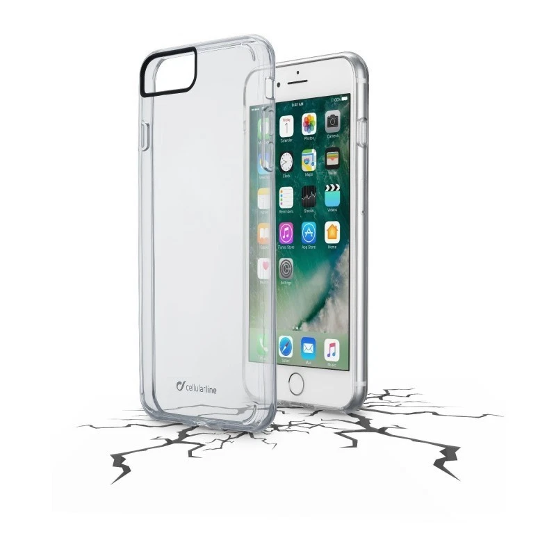 CUSTODIA RIGIDA CON CORNICE IN GOMMA CLEAR DUO PER IPHONE 7 PLUS CELLULARLINE - Immagine 1 di 1