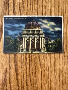 Postcard Linen Handley Library Night Scene Winchester Virginia M5-8 - Picture 1 of 2