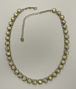 Claires goldfarbene schillernde Aurora Borealis Strass Halskette 16" mit 4" ext. - Bild 1 von 11