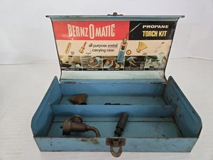 Vintage Bernzomatic Propane Torch Kit Attachments & Metal Case FREE SHIPPING - Picture 1 of 12