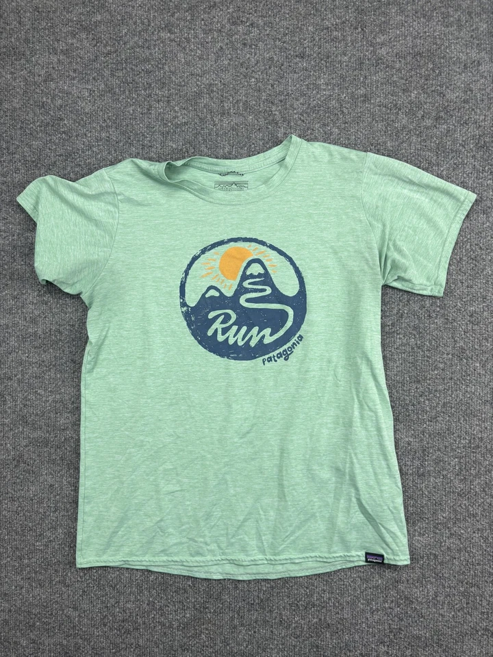 Camisa Patagonia Para Hombres Mediana Verde Capilene Genial Correr Diaria Gráfico Camiseta Top Foto 1 de 4