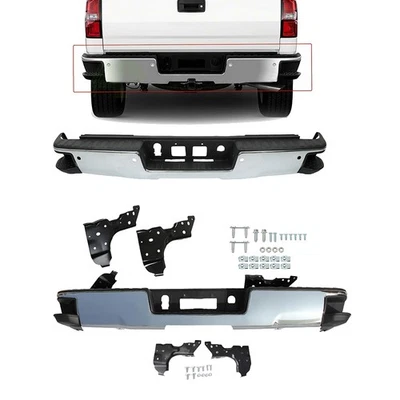 Conjunto de para-choque traseiro cromado para Chevy Silverado/GMC Sierra 1500 2014-2018 aço - Imagem 1 de 4