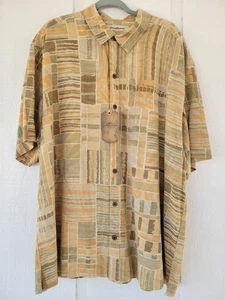 Neu mit Etikett Tommy Bahama Herrengröße XLX 100 % Seide Hawaii Camp Hemd khaki Patchwork - Bild 1 von 8