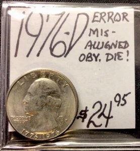 1976 D Washington Quarter Error! Misaligned Obv. Die! ENN Coins - Picture 1 of 3