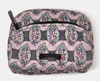 Новый с Ярлыками Vera Bradley Iconic средний косметичка дорожный чехол в полоску пейсли серый - Изображение 1 из 4