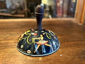 Vintage Kirchhof Metal Noise Maker Bell Dancing Girls With Red Wood Handle - Picture 1 of 8