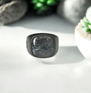 David Yurman Herrenring exotischer Stein mit Pietersit in schwarzem Titan Größe 13,5 - Bild 1 von 5