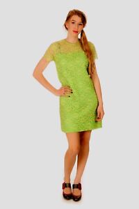 50s 60s vintage lime green lace wiggle shift dress