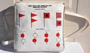 Vintage Boat Flotation Cushion Small Craft Gale Hurricane Warnings Signals Old - Picture 1 of 12