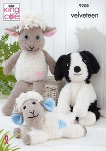 Juguetes de peluche con patrón de tejido para ovejas y perros King Cole 9208 - Imagen 1 de 3