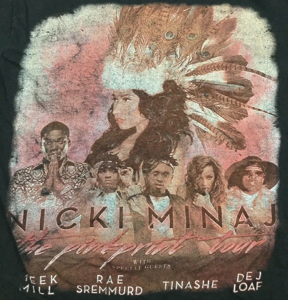Camiseta Nicki Minaj Juniors Rosa Estampado Gira 2015 Concierto 2 Caras Ciudades Camiseta Talla M Foto 1 de 4