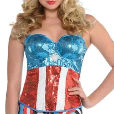 NUEVO CON ETIQUETAS Marvel Sueño Americano Lentejuelas Corsé Disfraz Juegos con disfraces Vestido de Vestir Foto 1 de 4