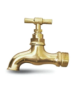 Tap Garden Brass Curved 1/2 " - Picture 1 of 1