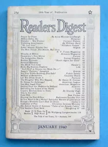 Vintage Issue READERS DIGEST January 1940 Vol 36 No. 213 VERY GOOD COND - Picture 1 of 3