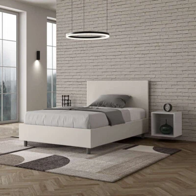 Letto imbottito una piazza e mezzo ADELE 120x190 con o senza contenitore Bianco - Immagine 1 di 4