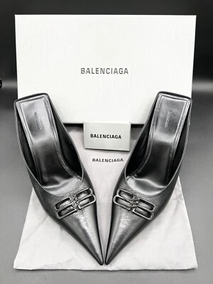 Balenciaga Women's Leather Pointed Toe Slip on High Heel Pumps Black US 10/EU 40 - Image 1 of 4