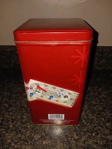 Mind Teasers Set of 7 Wooden Brain Puzzle Games Colored Pegs Red Storage Tin - Picture 1 of 4