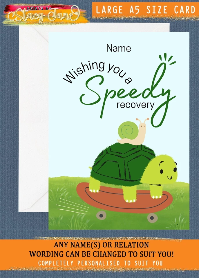 Personalised Get well Soon Card Speedy Recovery Operation Unwell A5 Any Name - Image 1 of 1