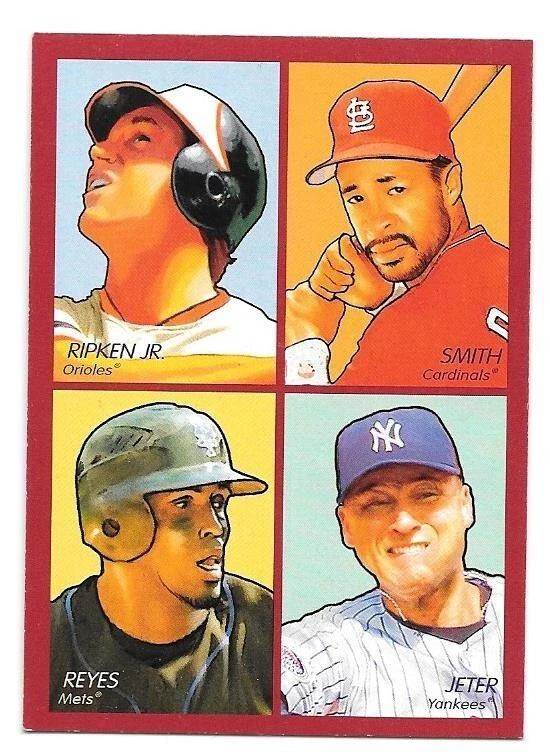 DEREK JETER CAL RIPKEN OZZIE SMITH 2009 UPPER DECK GOUDEY 4-IN 1 RED NY YANKEES - Image 1 of 1