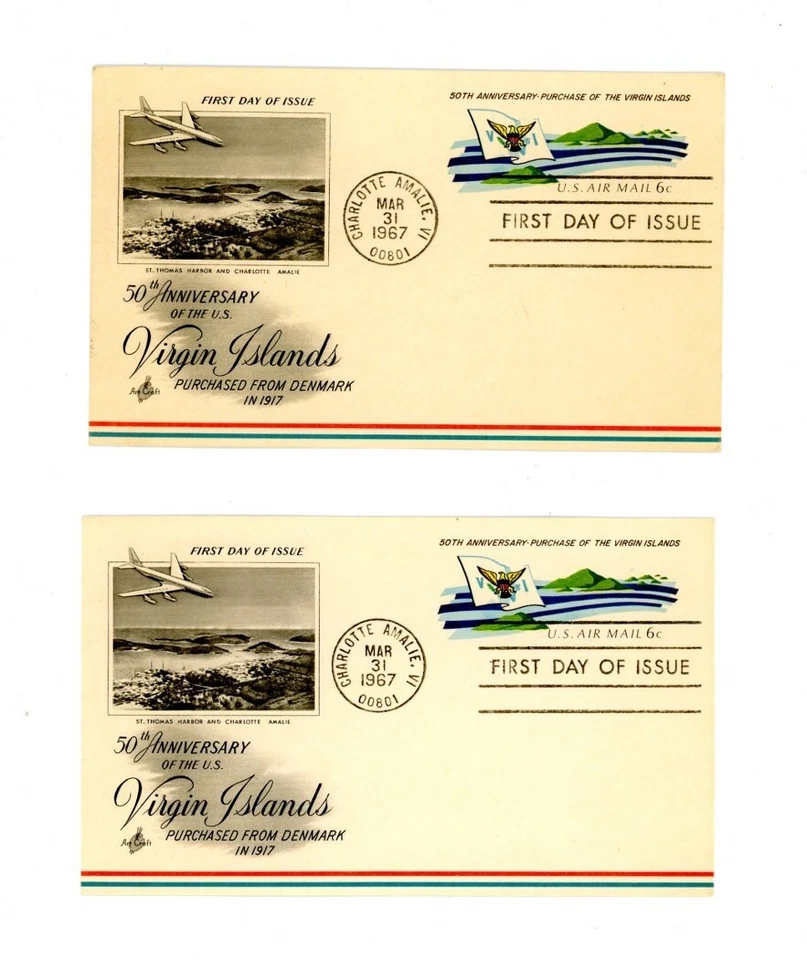 US Postal Cards Scott # UXC6 - FDC - Used - 3/31/1967 - 2 Cards        (13-C230) - Image 1 of 1