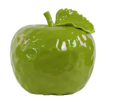 GREEN CERAMIC APPLE WITH STEM & LEAF 6.25"H x 6" x 6" from URBAN TRENDS #50998 - Image 1 of 3