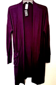 WOMEN'S DUSTER CARDIGAN SIZE SMALL OPEN-FR0NT KNIT POCKETS LIGHTWEIGHT NEW - Picture 1 of 5