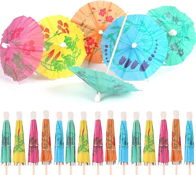 60x Cocktail Schirmchen Bunt – Papierschirmchen Deko, Wiederverwendbar - Bild 1 von 4