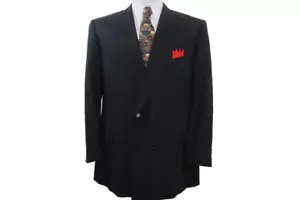 Canali Bernini Mens Pure Wool Black Italian Blazer Jacket Sport Coat 44 L EUC - Picture 1 of 15