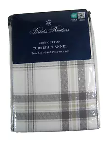 Brooks Brothers Standard Pillowcases 100% Cotton Turkish Flannel Set of 2 - Picture 1 of 3