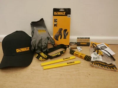 DeWALT goody bag cap gloves lanyard pencils glasses screwdriver bits laces - Image 1 of 4