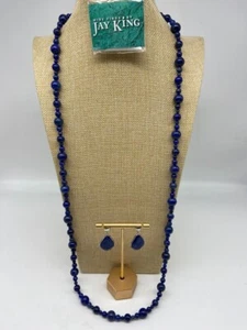 Jay King DTR Mine Finds Necklace & Earrings Dark Blue Lapis 925 Silver 36 inches - Picture 1 of 24
