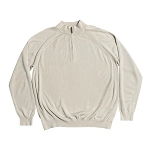 Footjoy Drirelease Wool 1/2 Zip Sweater Golf Beige Size 2XL Stretch Logo - Picture 1 of 10