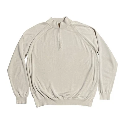 Footjoy Drirelease Wool 1/2 Zip Sweater Golf Beige Size 2XL Stretch Logo - Image 1 of 4