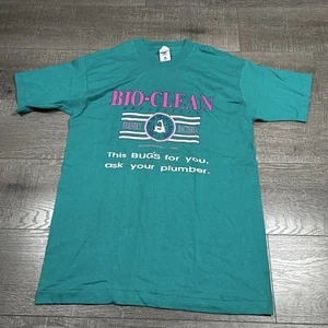 Vintage Bio-Clean Tee Size L Funny Plumber Shirt Double Sides Single Stitch - Picture 1 of 8