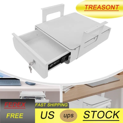 Выдвижной выдвижной ящик 13 дюймов под стол запираемый выдвижной ящик для хранения белый с замком - Изображение 1 из 4