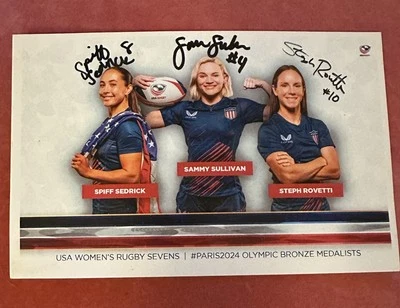 Póster autografiado del equipo olímpico de rugby femenino de Estados Unidos 2024 - Sullivan, Rovetti, más Foto 1 de 4